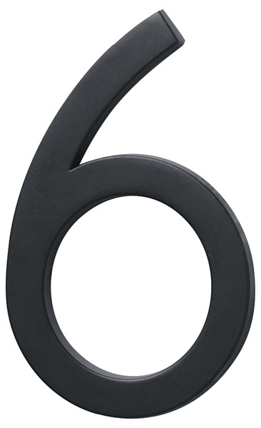 HY-KO FM-6 Architectural Series FM-6/6 House Number, Character: 6, 6 in H Character, Black Character [SKU: ORG7008089]