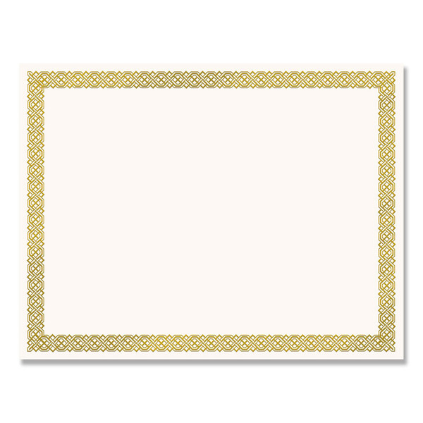 Foil Border Certificates, 8.5 x 11, Ivory/Gold with Braided Gold Border, 12/Pack [SKU: COS936060]
