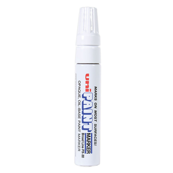 Permanent Marker, Broad Chisel Tip, White [SKU: UBC63743]