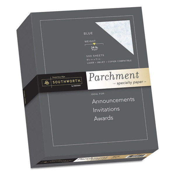 Parchment Specialty Paper, 24 lb Bond Weight, 8.5 x 11, Blue, 500/Ream [SKU: SOU964C]