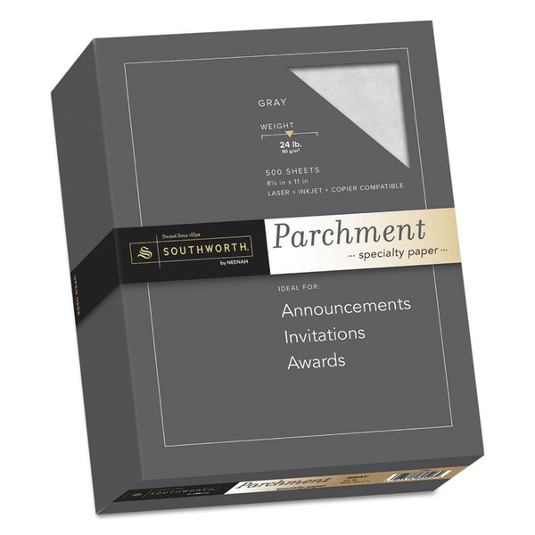 Parchment Specialty Paper, 24 lb Bond Weight, 8.5 x 11, Gray, 500/Ream [SKU: SOU974C]