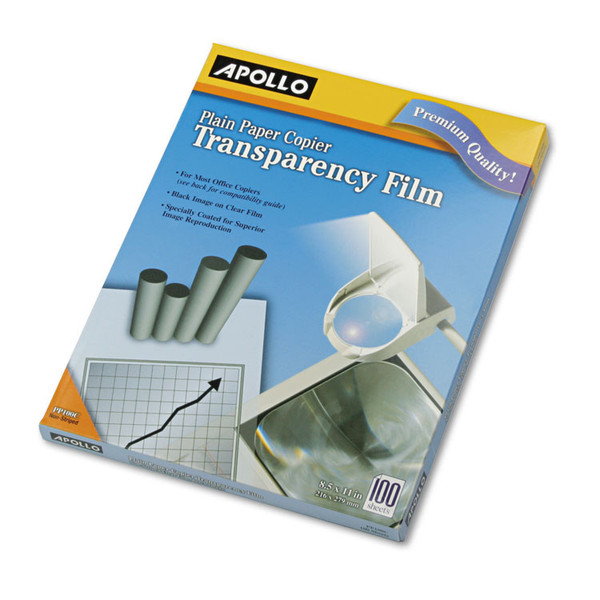 Plain Paper Transparency Film, 8.5 x 11, Black on Clear, 100/Box [SKU: APOPP100C]