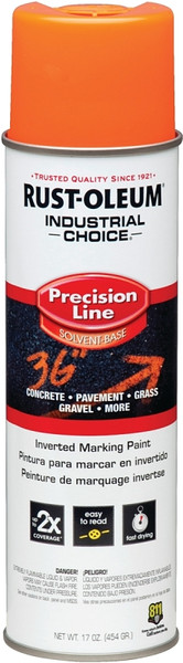 RUST-OLEUM INDUSTRIAL CHOICE 203027 Marking Paint, Semi-Gloss, Fluorescent Orange, 17 oz, Aerosol Can [SKU: ORG1607977]