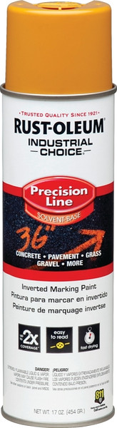RUST-OLEUM INDUSTRIAL CHOICE 203024 Marking Paint, Semi-Gloss, Caution Yellow, 17 oz, Aerosol Can [SKU: ORG4979324]