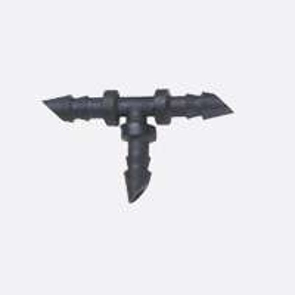 Raindrip 307025B Tubing Tee, 1/4 x 1/4 x 1/2 in Connection, Barb x Barb x Hose, Black [SKU: ORG6198287]