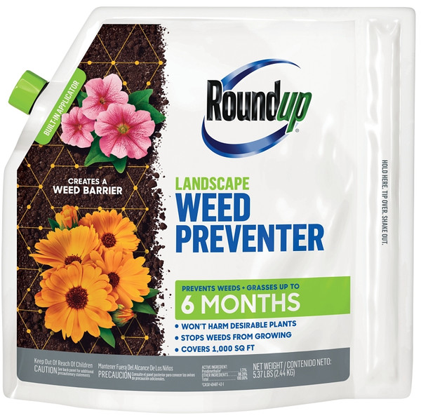 Roundup 4385106 Landscape Weed Preventer, Solid, Sprinkle Application, 5.4 lb Bag [SKU: ORG3432598]