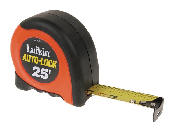 Crescent Lufkin Autolock 700 Series AL725N Tape Measure, 25 ft L Blade, 1 in W Blade, ABS Case, Orange Case [SKU: ORG9714411]
