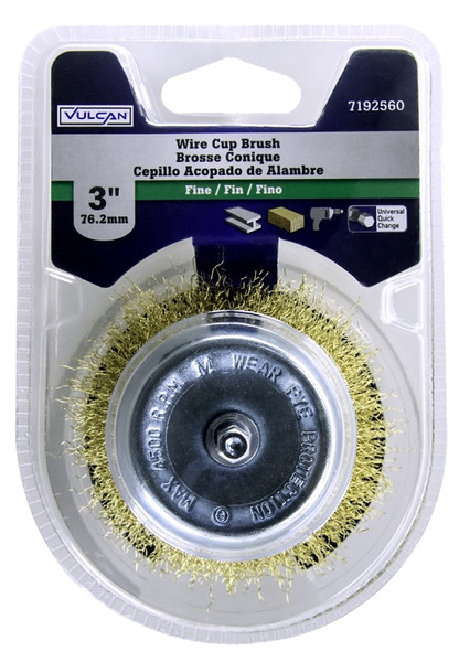 Vulcan 321311OR Wire Cup Brush, 3 in Dia, 1/4 in Quick Change Shank in Arbor/Shank [SKU: ORG7192560]
