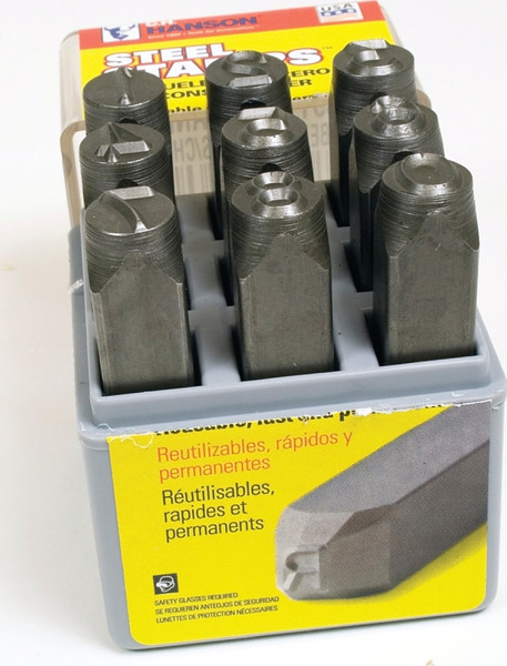 CH Hanson 20581 Number Stamp Set, 9-Piece, Steel, Specifications: 1/4 in Character, 3/8 x 2-5/8 Shank [SKU: ORG5499405]