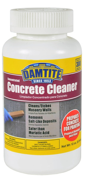 DAMTITE 09712 Concrete Cleaner, Solid, Odorless, Opaque White, 12 oz, Bottle [SKU: ORG6464507]