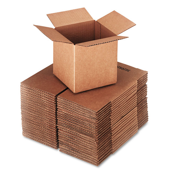 Cubed Fixed-Depth Corrugated Shipping Boxes, Regular Slotted Container (RSC), Small, 6" x 6" x 6", Brown Kraft, 25/Bundle [SKU: UNV666]