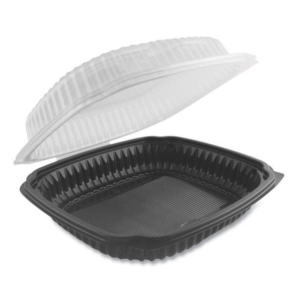 Culinary Lites Microwavable Container, 39 oz, 9 x 9 x 3.01, Clear/Black, Plastic, 100/Carton [SKU: ANZ4699911]