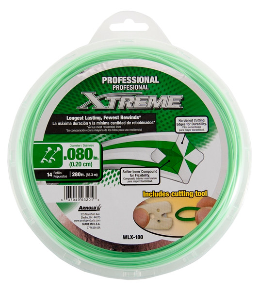 Arnold Xtreme Professional WLX-180 Trimmer Line, 0.08 in Dia, 280 ft L, Monofilament [SKU: ORG4927299]