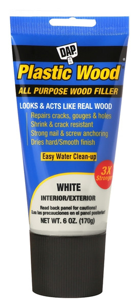 DAP COLORmaxx 7079800585 Wood Filler, Paste, Slight, White, 6 oz Tube [SKU: ORG8301236]