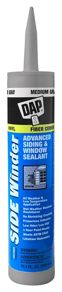 DAP 00835 Siding and Window Sealant, Medium Gray, 24 hr Curing, -35 to 140 deg F, 10.1 oz Cartridge [SKU: ORG7001829]