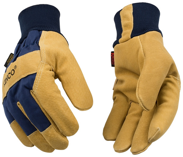 Heatkeep 1926KW-M Gloves, Men's, M, Angled Wing Thumb, Easy-On, Elastic Knit Wrist Cuff, Blue/Golden [SKU: ORG8635260]
