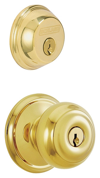 Schlage Georgian Series FB50VGEO505 Knob Lockset, 2 Grade, Keyed Alike Key, Steel, Brass, 2-3/8 x 2-3/4 in Backset [SKU: ORG9599754]