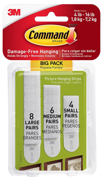 3M 17211-BPES Assorted Picture Hanging Strips, White [SKU: ORG1631795]