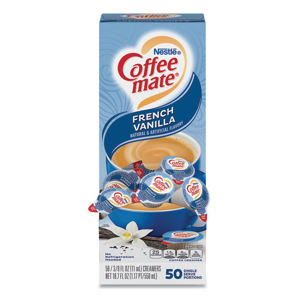 Liquid Coffee Creamer, French Vanilla, 0.38 oz Mini Cups, 50/Box [SKU: NES35170BX]