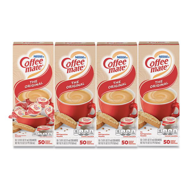 Liquid Coffee Creamer, Original, 0.38 oz Mini Cups, 50/Box, 4 Boxes/Carton, 200 Total/Carton [SKU: NES35110CT]