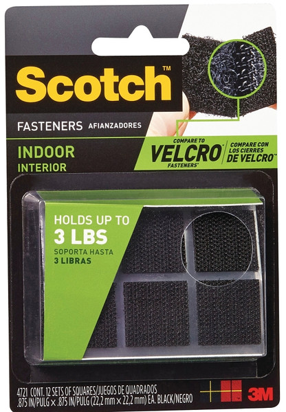 Scotch RF4721 Fastener, 7/8 in W, 7/8 in L, Black, 3 lb [SKU: ORG4399671]