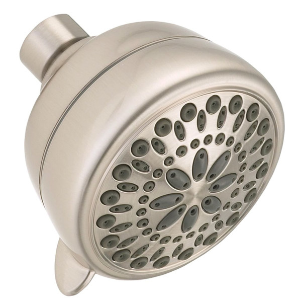 DELTA 75763CSN Shower Head, Round, 1.75 gpm, 1/2 in Connection, IPS, 7-Spray Function, Plastic, Nickel, 3-3/8 in Dia [SKU: ORG1490705]