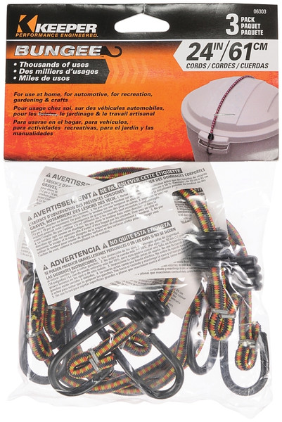 KEEPER 06303 Bungee Cord, 24 in L, Rubber, Hook End [SKU: ORG3959566]