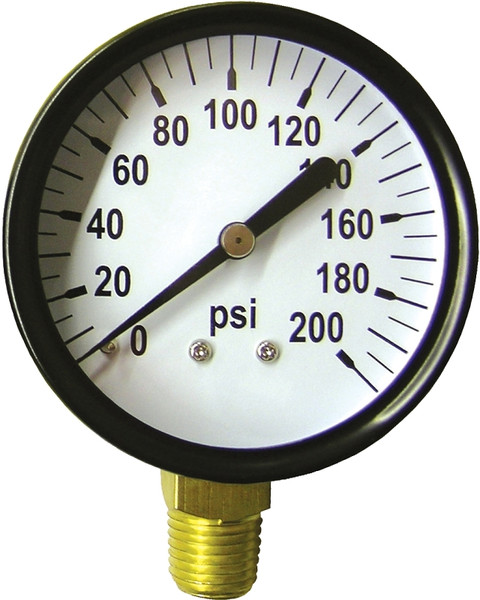 GREEN LEAF SG200PK1 Standard Dry Pressure Gauge, 2 in Dial, 200 psi [SKU: ORG3568045]