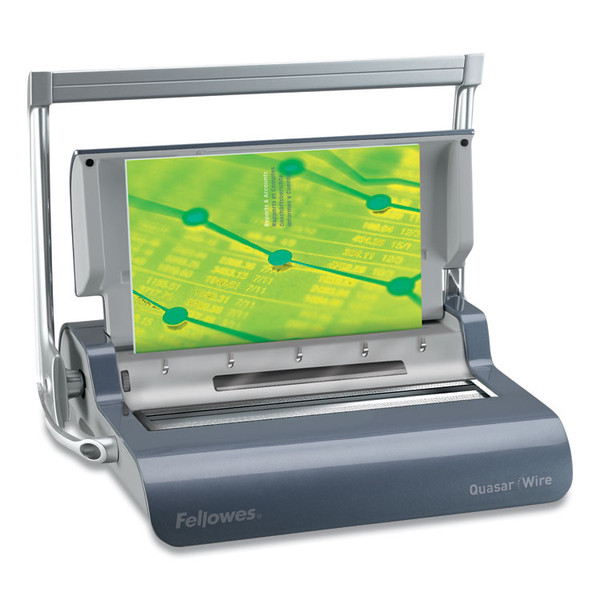 Quasar Manual Wire Binding Machine, 130 Sheets, 8.13 x 15.38 x 5.13, Metallic Gray [SKU: FEL5217401]