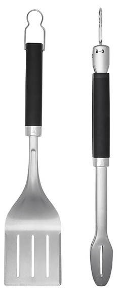 Weber Precision Series 6771 Grill Tongs and Spatula Set, Stainless Steel Blade, Stainless Steel, Rubber Handle [SKU: ORG9509035]