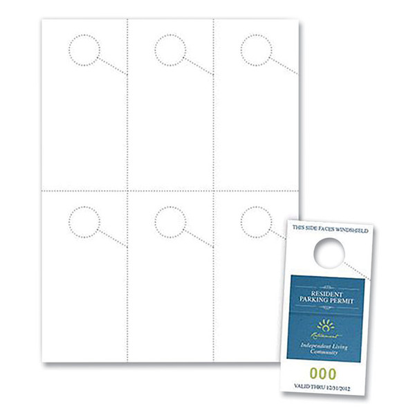 Micro-Perforated Parking Pass, 110 lb Index Weight, 8.25 x 11, White, 6 Passes/Sheet, 50 Sheets/Pack [SKU: BLA06057SWH]