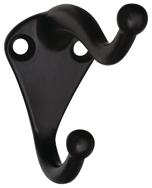 National Hardware V160 N330-761 Coat and Hat Hook, 35 lb, 2-Hook, Zinc, Oil-Rubbed Bronze [SKU: ORG7177272]