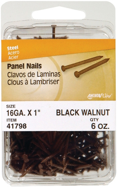 HILLMAN 41798 Panel Nail, 1 in L, Steel, Panel Head, Ring Shank, Walnut, 6 oz [SKU: ORG7731268]