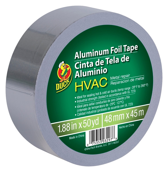 Duck 240225 Foil Tape, 50 yd L, 1.88 in W, Silver [SKU: ORG1959105]