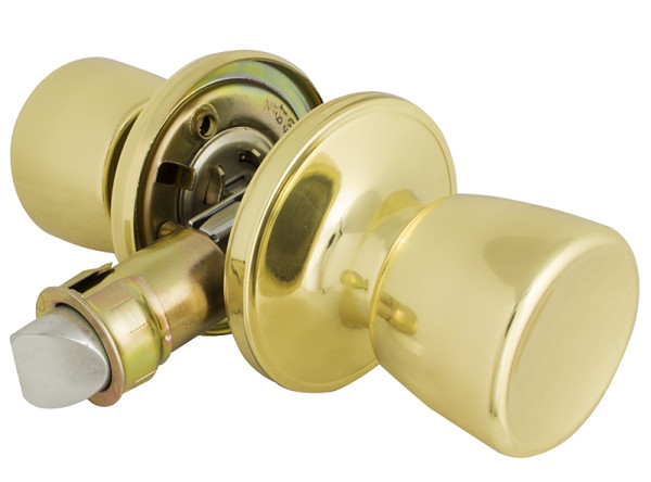 ProSource Mobile Home Passage Lockset, Knob Handle, Metal, Polished Brass, 2-3/8 to 2-3/4 in Backset [SKU: ORG7112709]