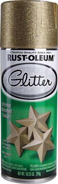 RUST-OLEUM 267689 Glitter Spray Paint, Shimmer, Gold, 10.25 oz, Aerosol Can [SKU: ORG6273593]
