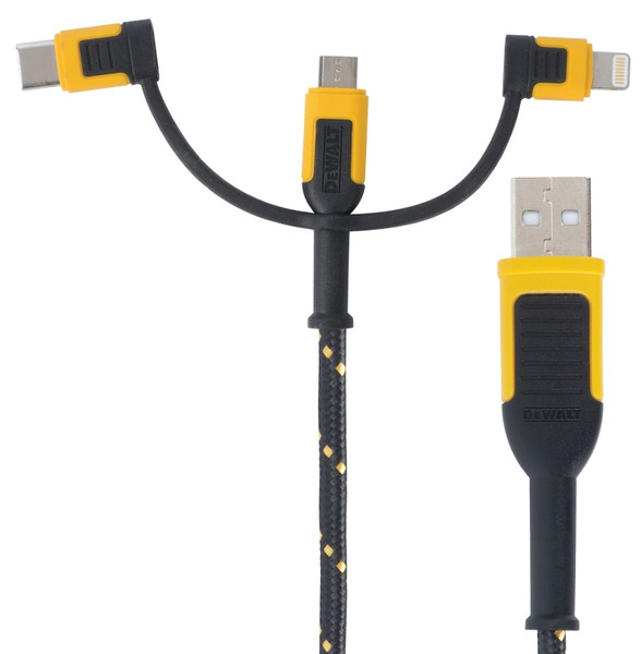 DeWALT 131 1356 DW2 Charger Cable, USB, USB-C, Kevlar Fiber Sheath, Black/Yellow Sheath, 71.99 in L [SKU: ORG1386168]