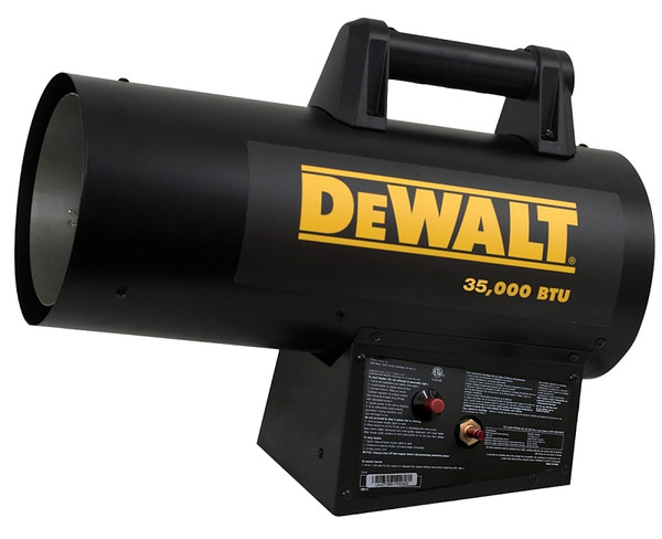 DeWALT F340745 Forced Air Heater, Liquid Propane, 35,000 Btu, 800 sq-ft Heating Area, Black [SKU: ORG3312840]
