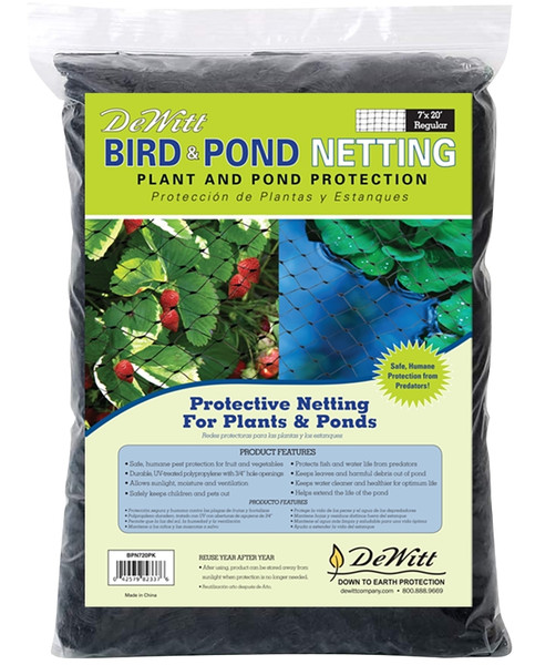 DeWitt BPN720 Bird and Pond Netting, 20 ft L, 7 ft W, Polypropylene, Black [SKU: ORG2753614]