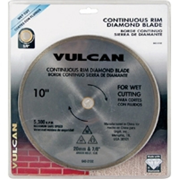 Vulcan 933191OR Continuous Diamond Blade, 10 in Dia, 7/8 in Arbor [SKU: ORG5813829]