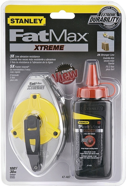 STANLEY 47-487L Chalk Reel Kit, 100 ft L Line, Red Line, 5:1 Gear Ratio [SKU: ORG5350053]