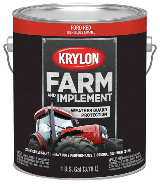Krylon K01972000 Farm and Implement Paint, High-Gloss, Ford Red, 1 gal [SKU: ORG7351380]