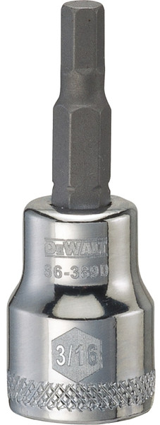 DeWALT DWMT86389OSP Fractional Hex Bit Socket, 3/16 in Tip, 3/8 in Drive, Polished Chrome Vanadium, 1-31/32 in OAL [SKU: ORG7519366]