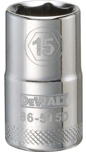 DeWALT DWMT86515OSP Drive Socket, 15 mm Socket, 1/2 in Drive, 6-Point, Vanadium Steel, Polished Chrome [SKU: ORG7519622]