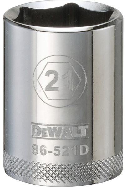 DeWALT DWMT86521OSP Drive Socket, 21 mm Socket, 1/2 in Drive, 6-Point, Vanadium Steel, Polished Chrome [SKU: ORG7519689]