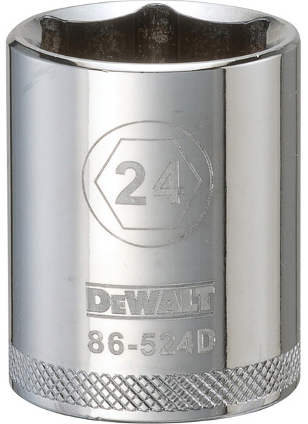 DeWALT DWMT86524OSP Drive Socket, 24 mm Socket, 1/2 in Drive, 6-Point, Vanadium Steel, Polished Chrome [SKU: ORG7519713]