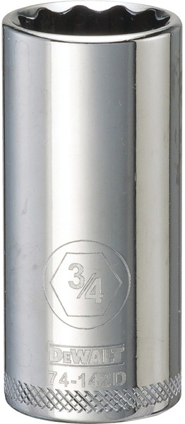 DeWALT DWMT74142OSP Drive Socket, 3/4 in Socket, 3/8 in Drive, 12-Point, Vanadium Steel, Polished Chrome [SKU: ORG7515380]