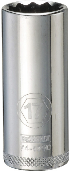 DeWALT DWMT74509OSP Drive Socket, 17 mm Socket, 3/8 in Drive, 12-Point, Vanadium Steel, Polished Chrome [SKU: ORG7515638]