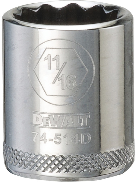 DeWALT DWMT74514OSP Hand Socket, 11/16 in Socket, 3/8 in Drive, 12-Point, Vanadium Steel, Polished Chrome [SKU: ORG7515695]