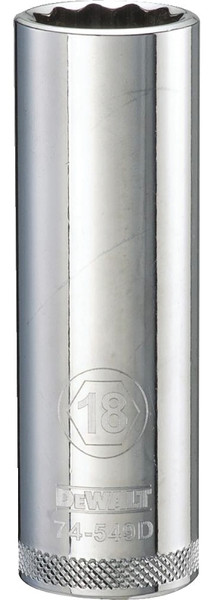 DeWALT DWMT74549OSP Drive Socket, 18 mm Socket, 1/2 in Drive, 12-Point, Vanadium Steel, Polished Chrome [SKU: ORG7516065]